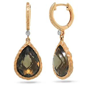 0.02ct Diamond & 8.76ct Smokey Topaz 14k Rose Gold Earring