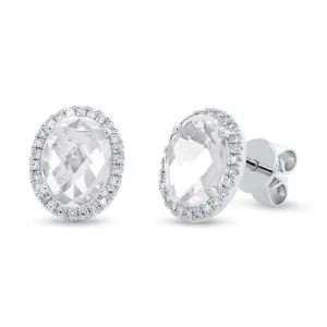 0.14ct Diamond & 3.27ct White Topaz 14k White Gold Earring