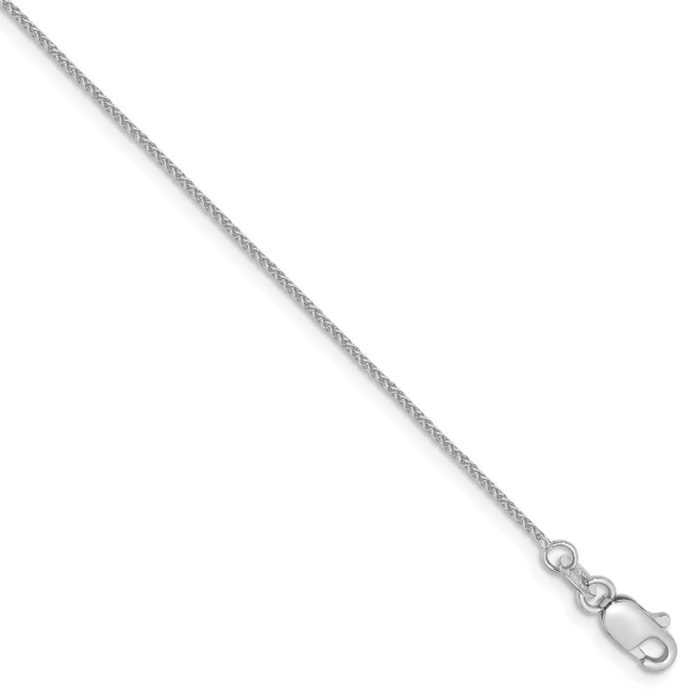 0.8mm 14k White Gold, Solid Spiga Chain Anklet