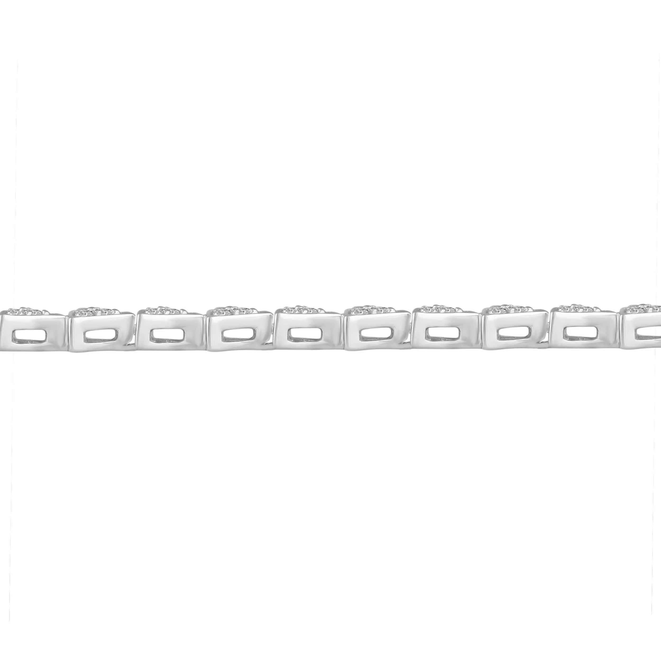 1 Carat tw Natural Diamond Triangle Cluster Tennis Bracelet in 925 Sterling Silver