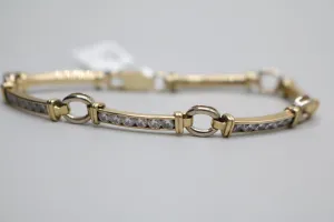 10k Two Tone Fancy Tennis Bracelet (Length 7 1/2 Inches)