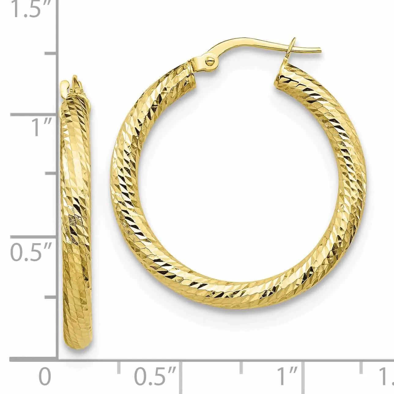 10k Yellow Gold Round Hoop Earrings