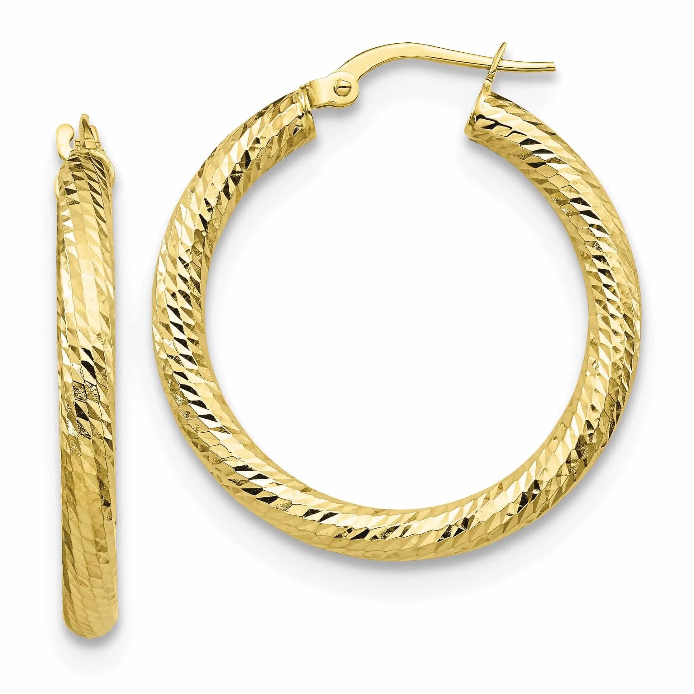 10k Yellow Gold Round Hoop Earrings