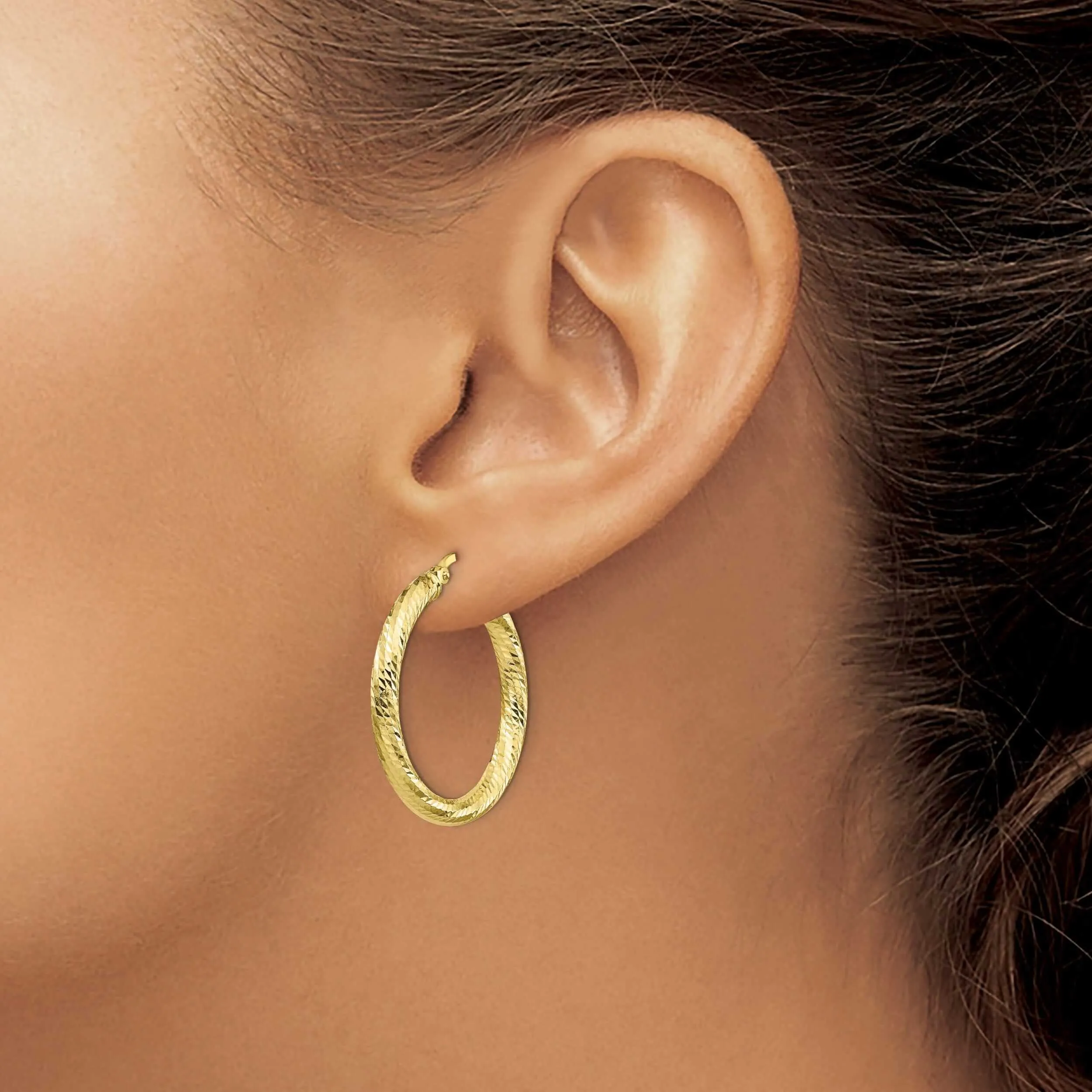 10k Yellow Gold Round Hoop Earrings