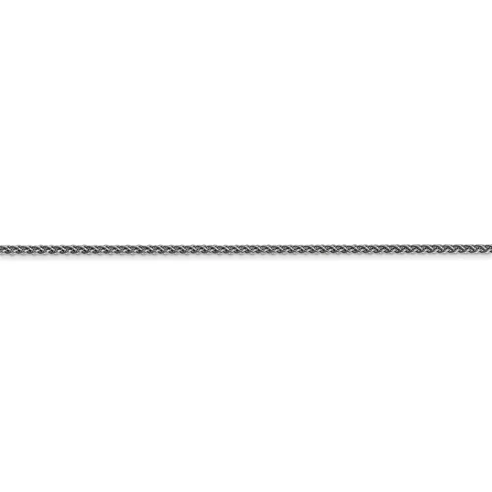 1.25mm 10k White Gold Solid Spiga Chain Anklet, 10 Inch