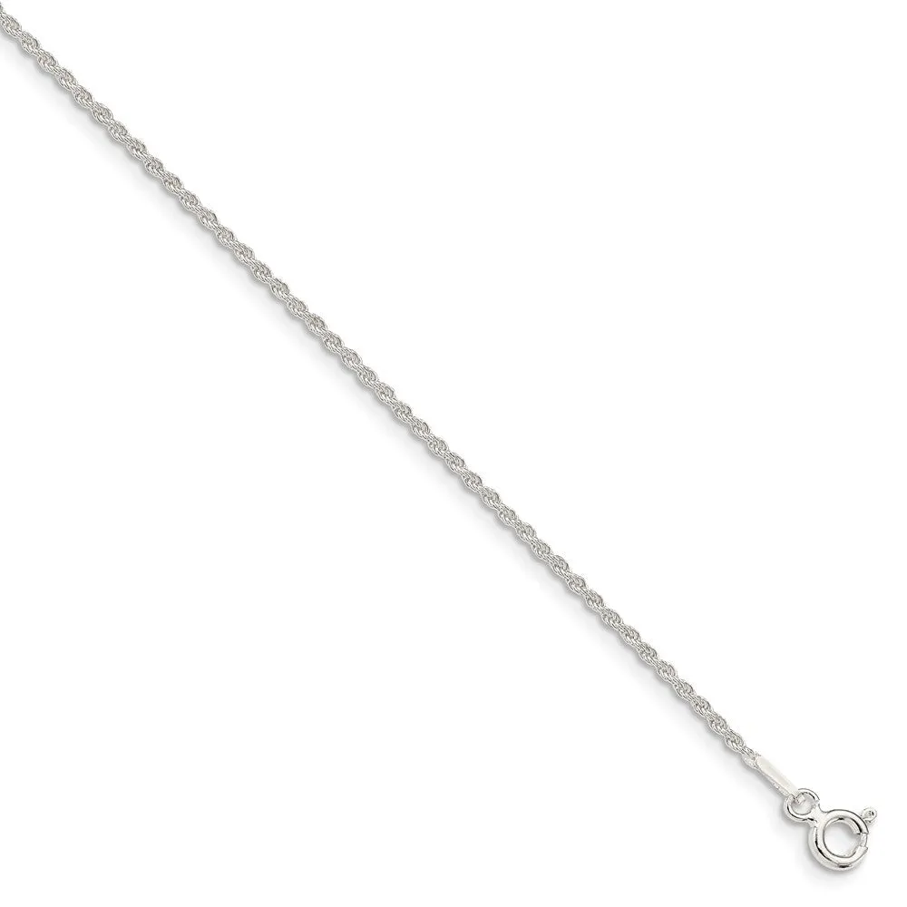 1.3mm Sterling Silver Classic Solid Rope Chain Bracelet