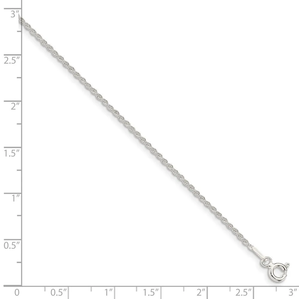 1.3mm Sterling Silver Classic Solid Rope Chain Bracelet