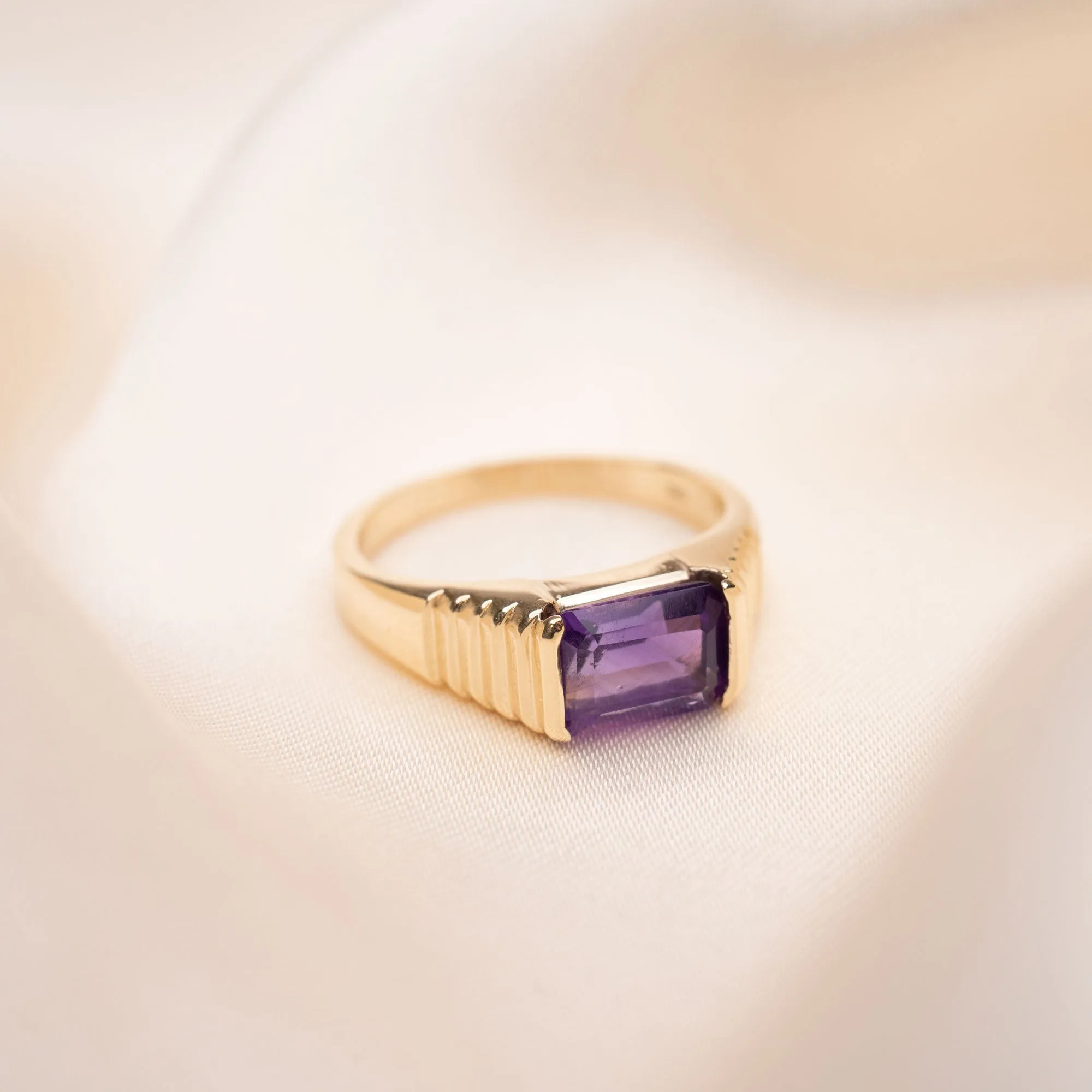 14k Amethyst Pyramid Ring