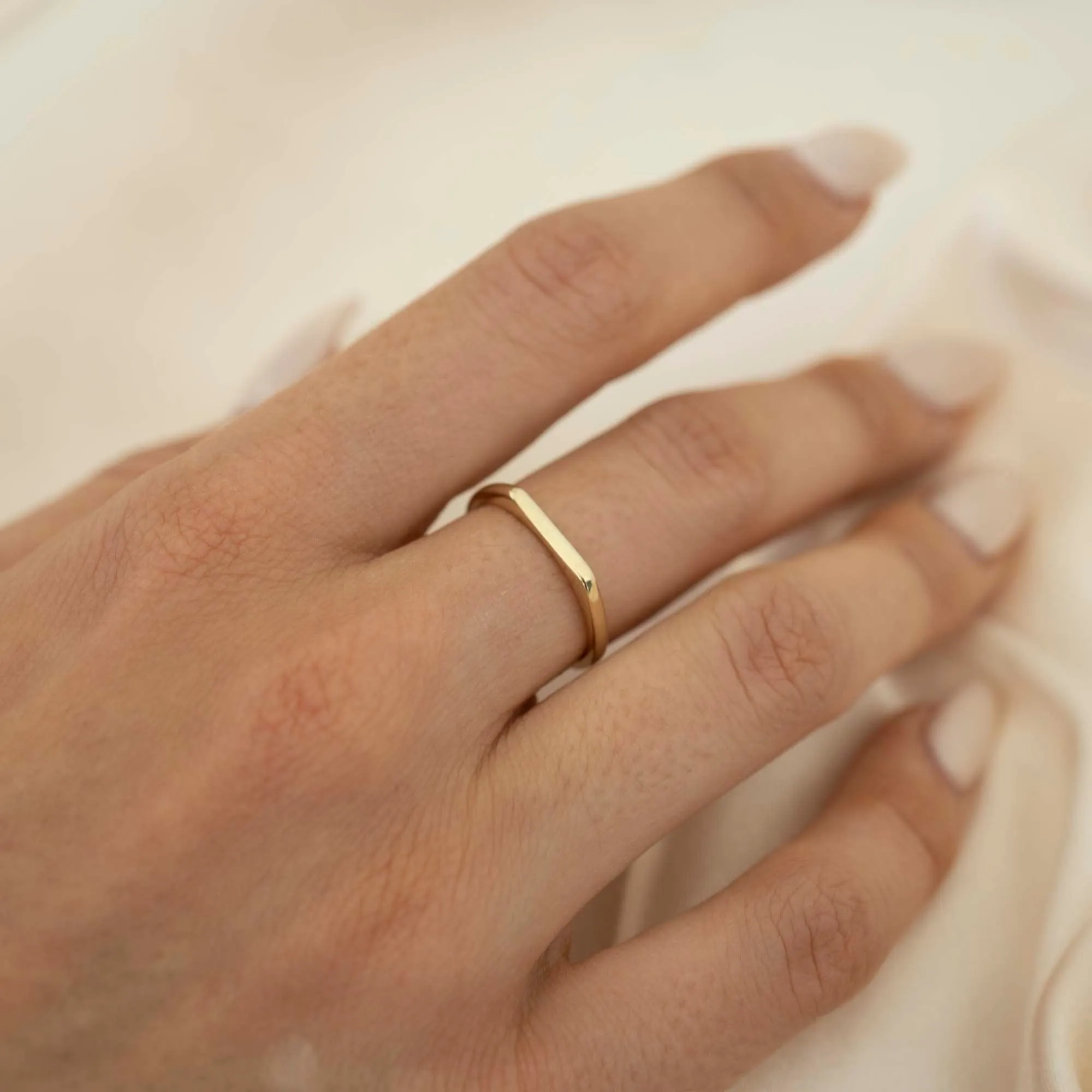 14k Gold Thin Signet Ring