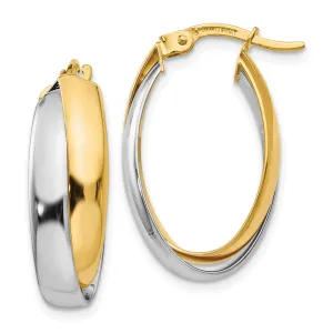 14k Two tone Double Oval Hoop Earrings