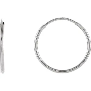 14K White Endless Tube 15 mm Hoop Earring