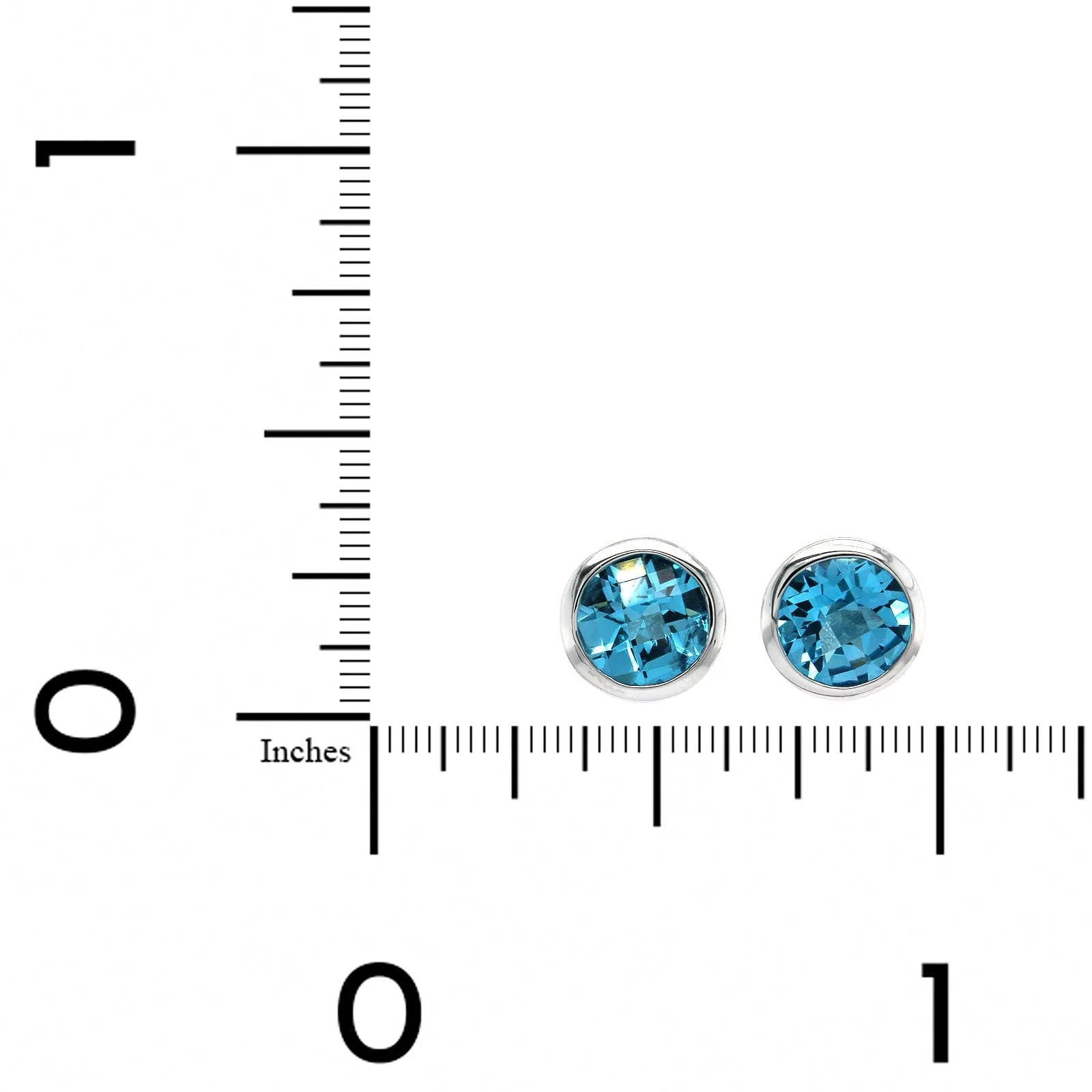 14K White Gold Blue Topaz Stud Earrings