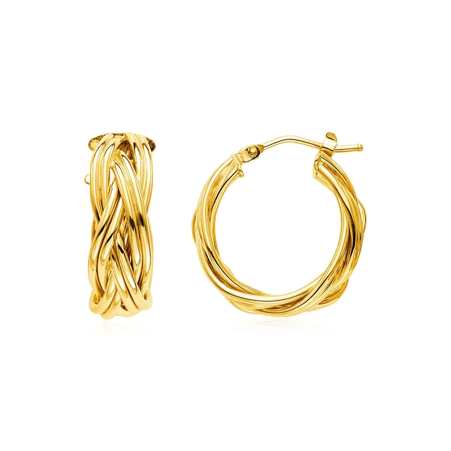 14k Yellow Gold Braided Hoop Earrings Weight 4.3 grams