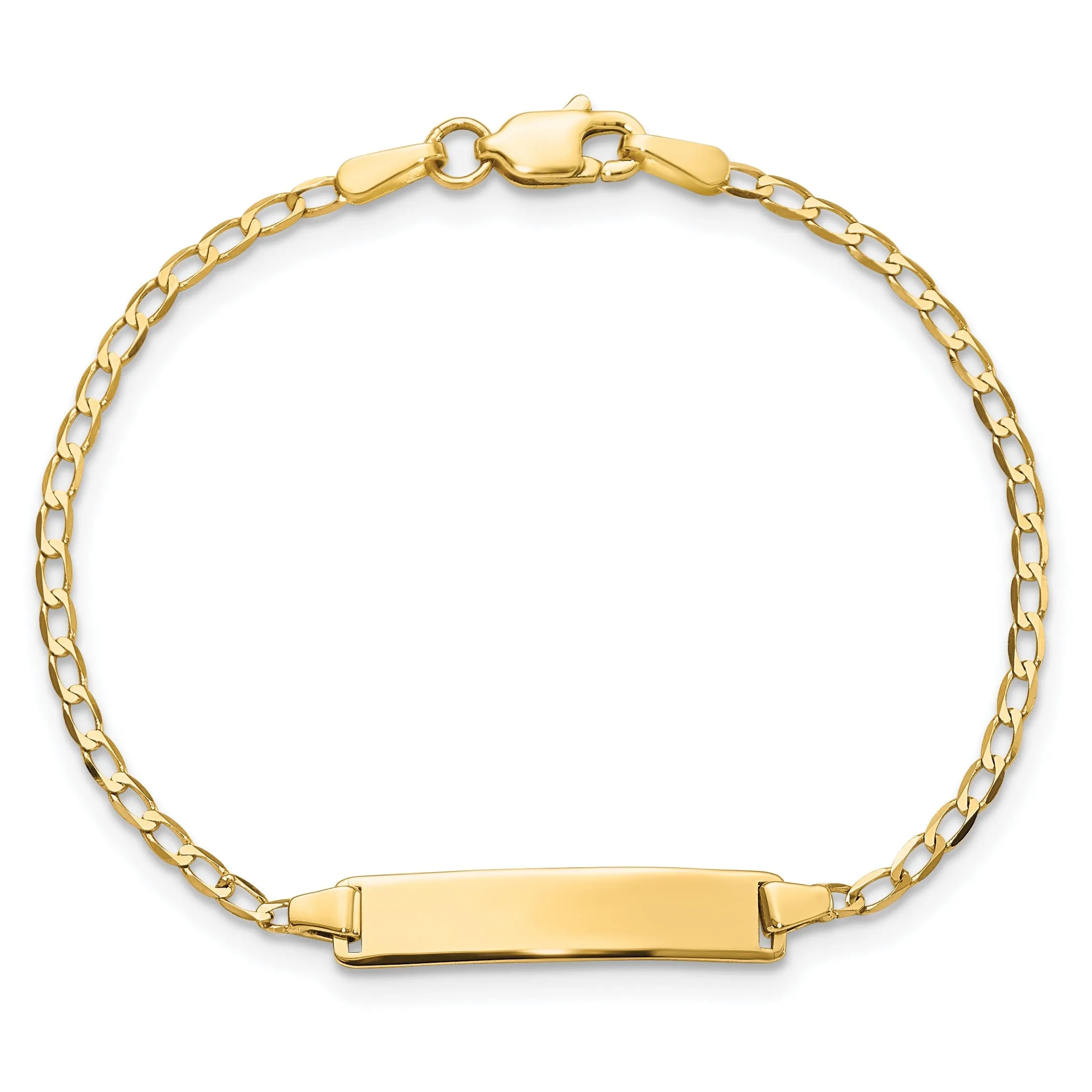 14K Yellow Gold Childrens Curb Link ID Bracelet