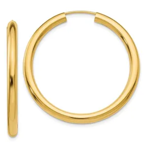 14k Yellow Gold Endless Tube Hoop Earrings