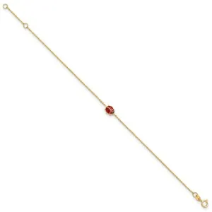 14k Yellow Gold Lady Bug 6.5-Inch Bracelet