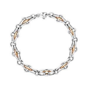 18ct Rose Gold Sterling Silver Multi Link Cable Chain Bracelet