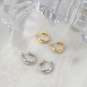 18K Gold Post Double Hoop Earrings