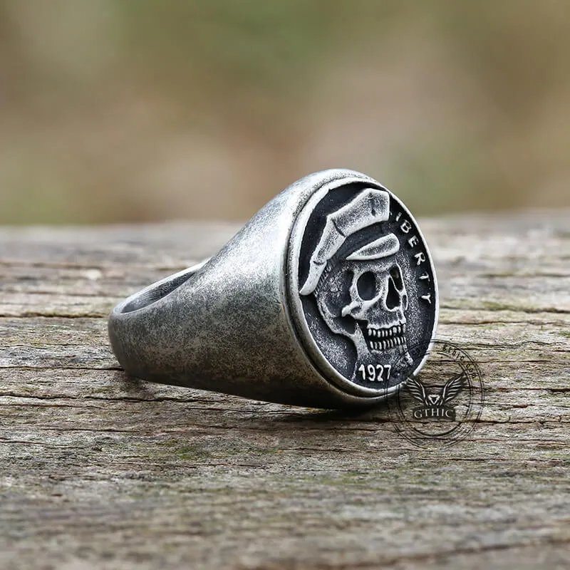 1927 Skull Stainless Steel Biker Ring