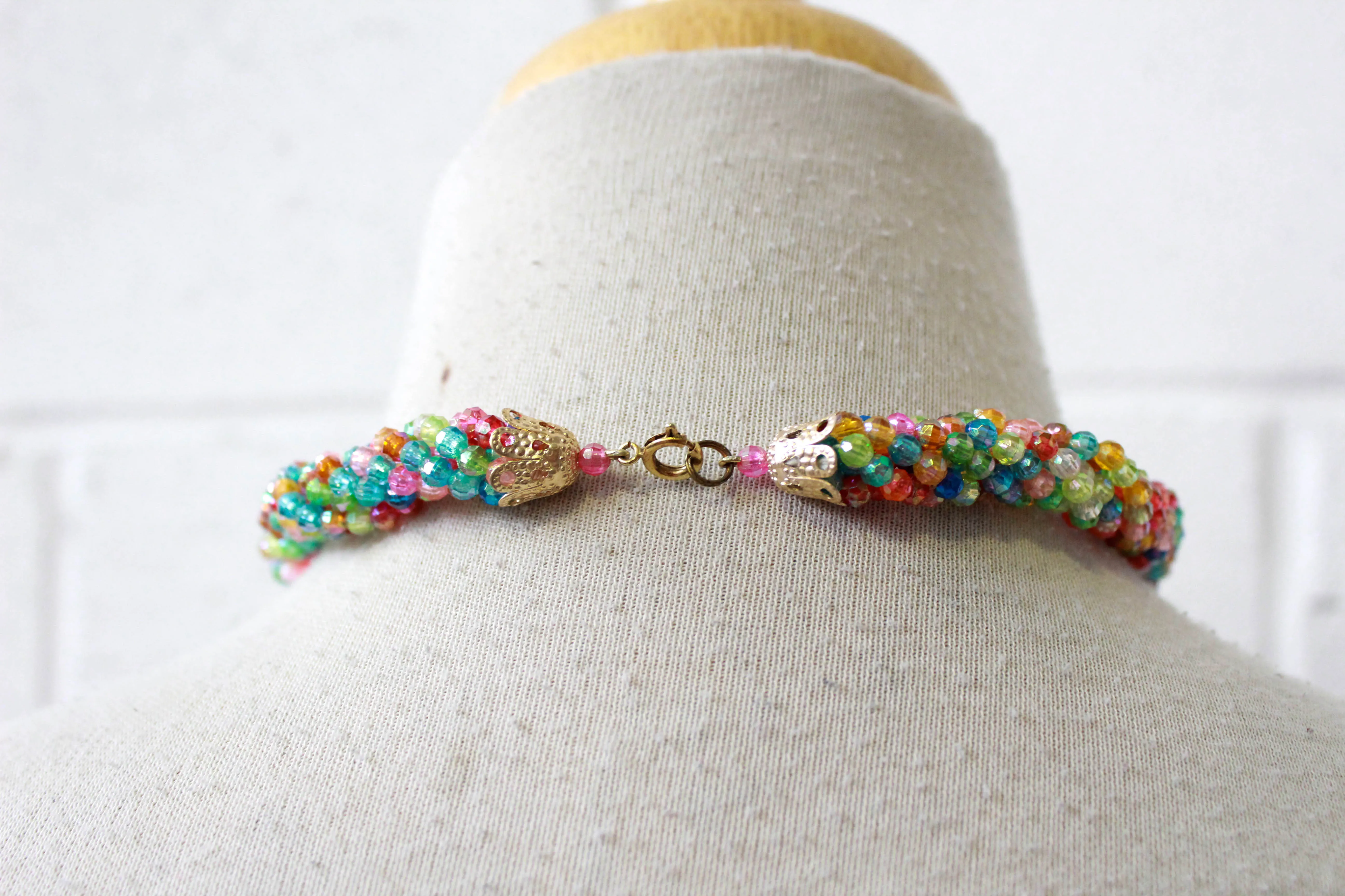 1960s Rainbow Beaded Choker Necklace