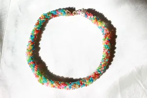 1960s Rainbow Beaded Choker Necklace