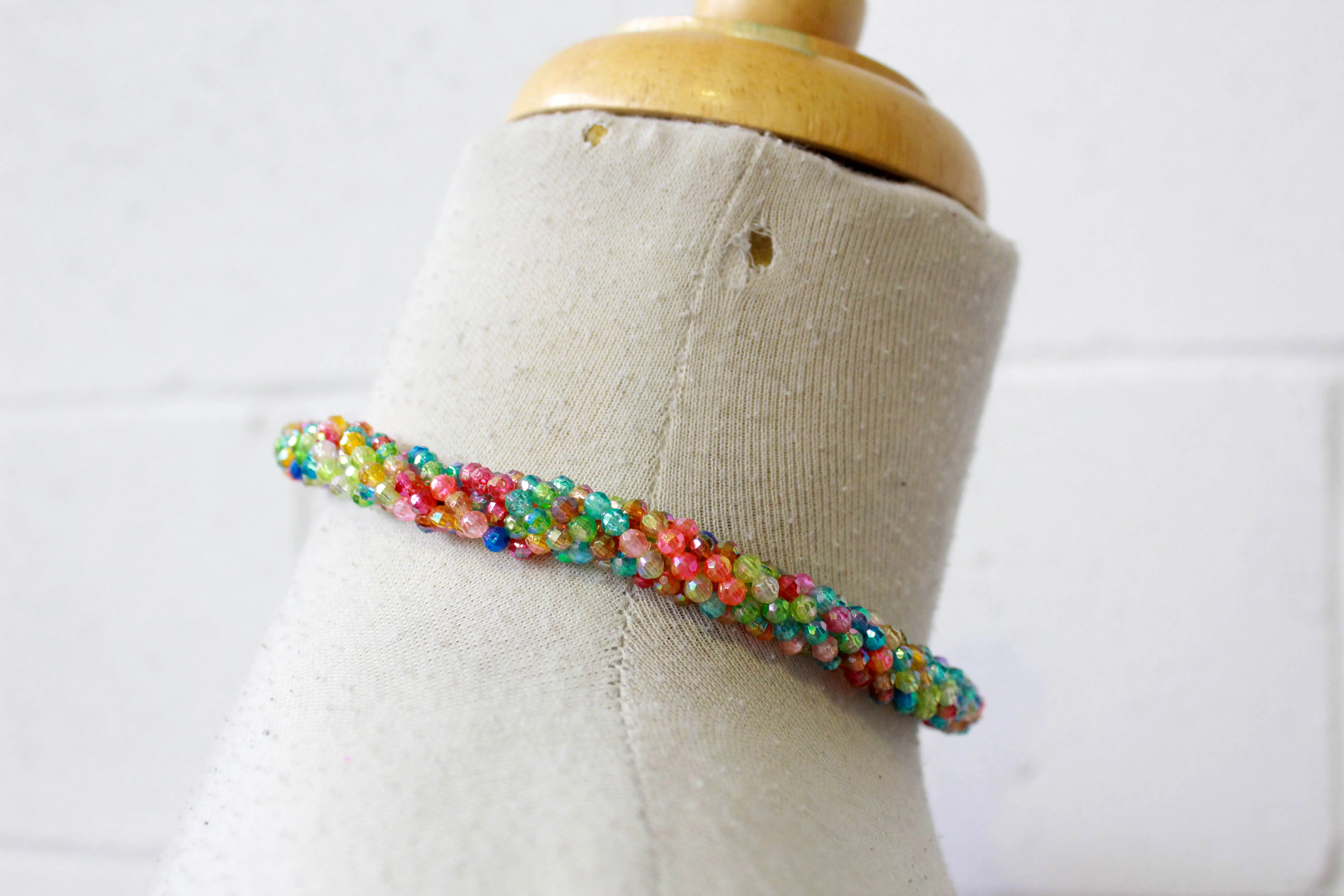 1960s Rainbow Beaded Choker Necklace