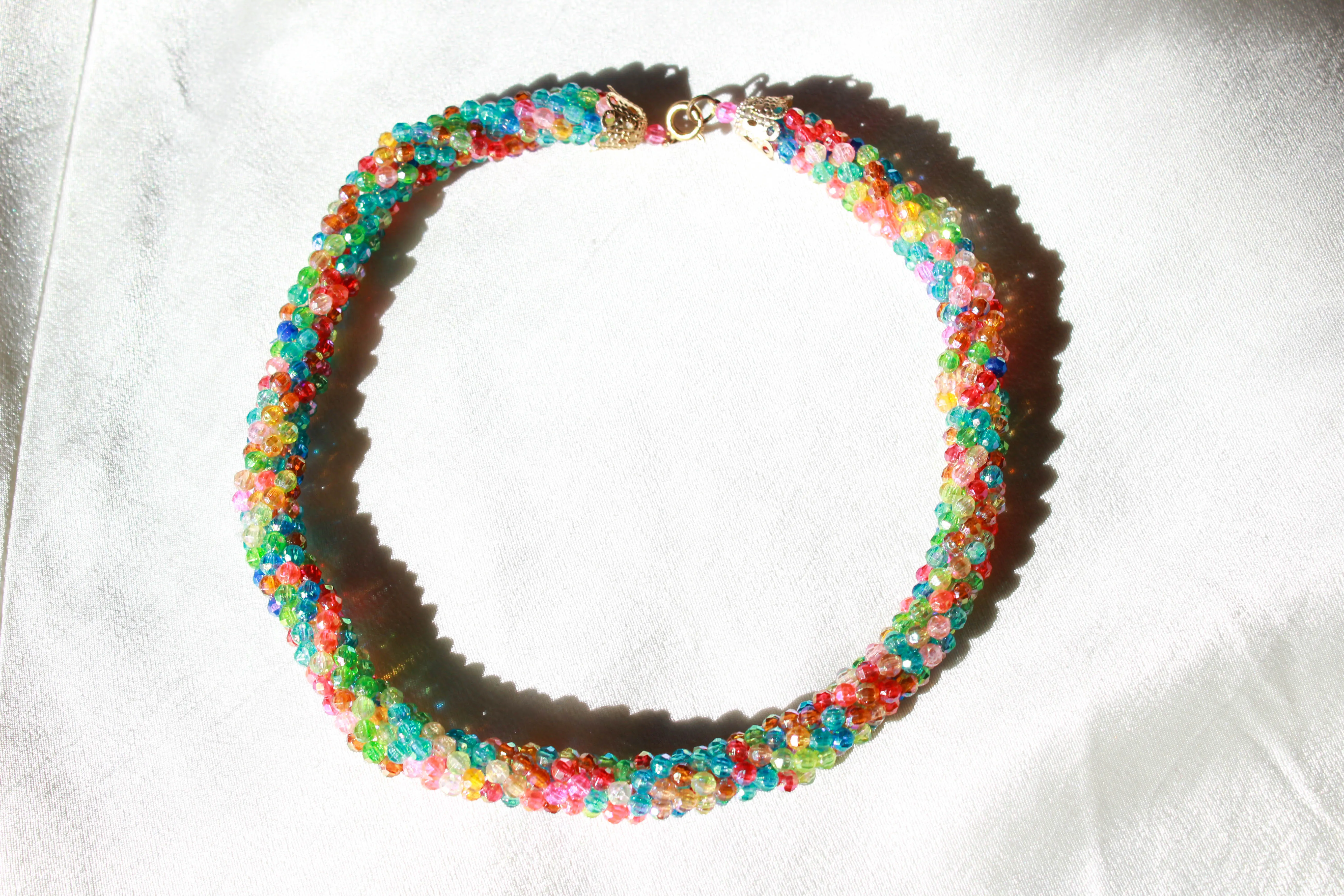 1960s Rainbow Beaded Choker Necklace