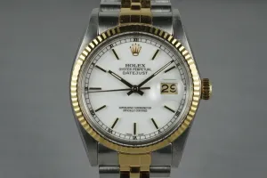 1984 Rolex Two Tone DateJust 16013 with White Enamel Dial