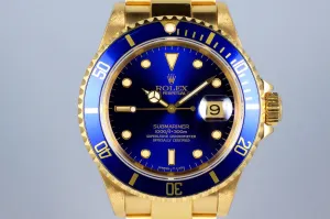 1991 Rolex YG Submariner 16618 Blue Dial