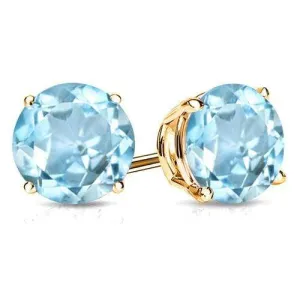 2.26 CT BABY SWISS BLUE TOPAZ 10KT SOLID GOLD EARRINGS STUD