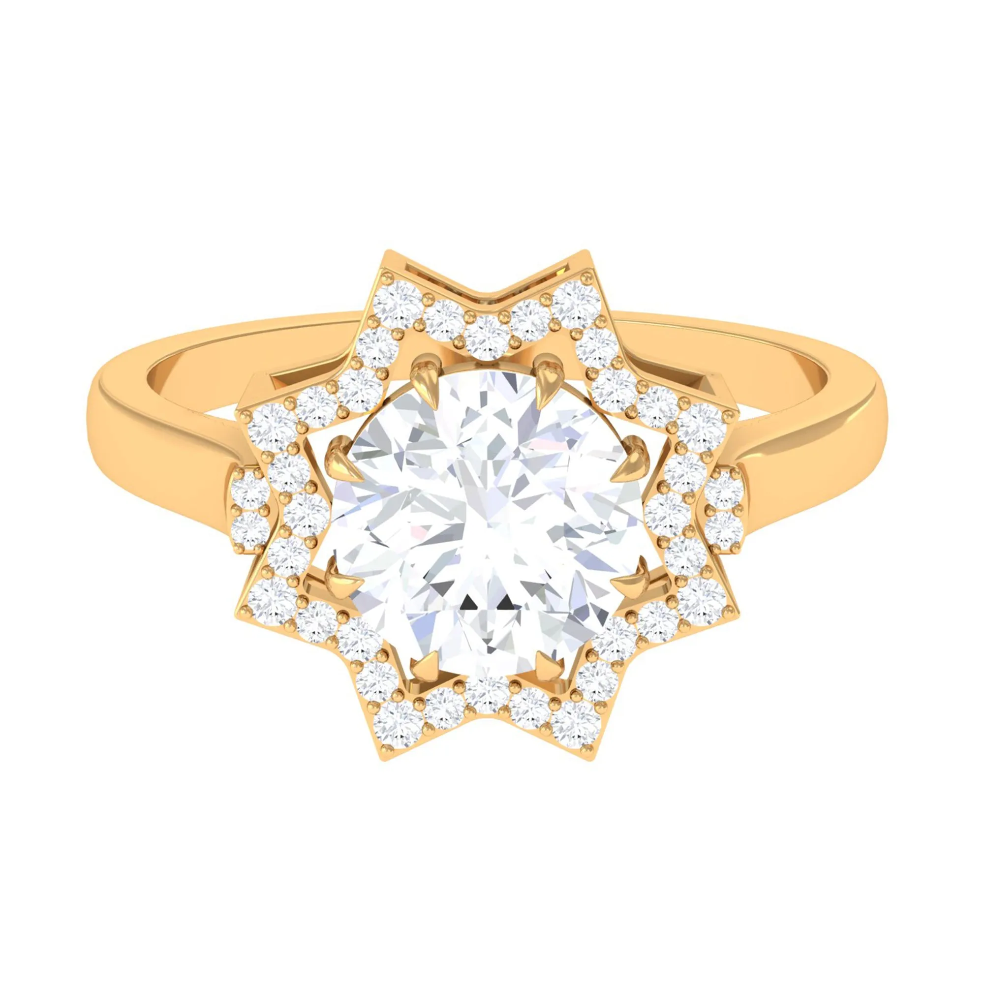 2.75 CT Cubic Zirconia Star Shape Engagement Ring in Gold