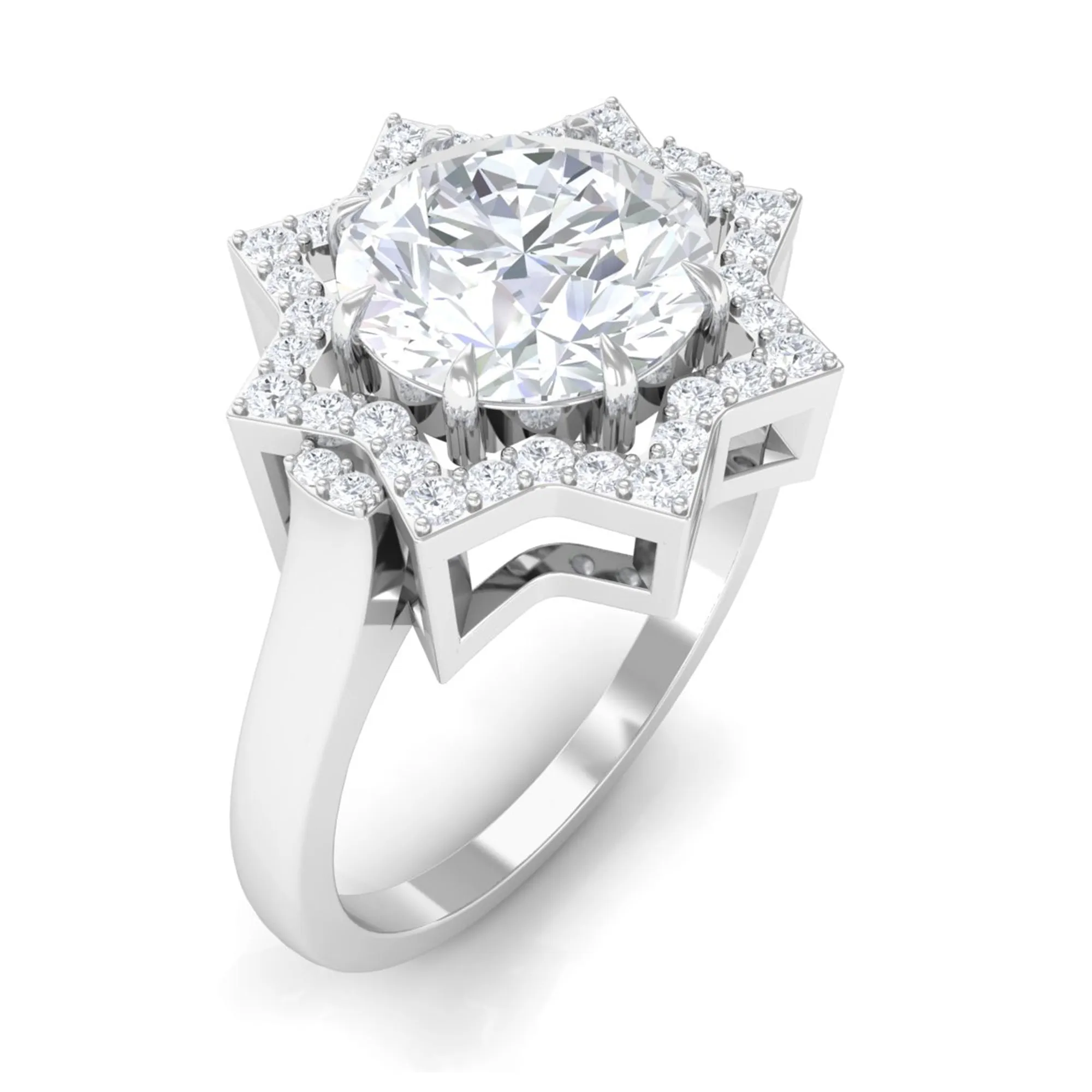 2.75 CT Cubic Zirconia Star Shape Engagement Ring in Gold