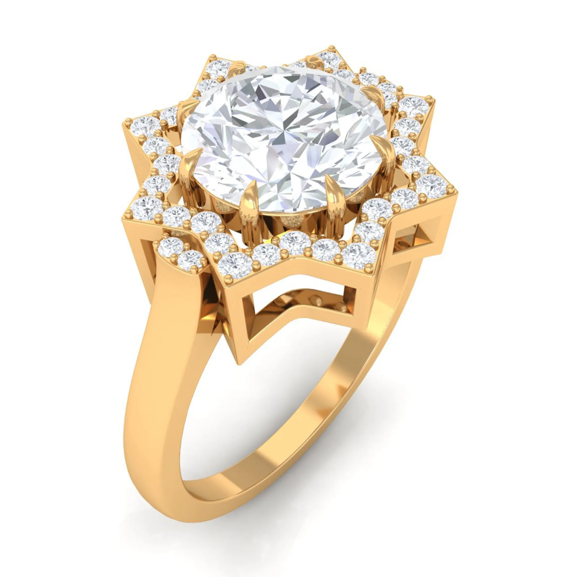 2.75 CT Cubic Zirconia Star Shape Engagement Ring in Gold