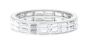 3 CT Cubic Zirconia Two Row Eternity Wedding Band Ring