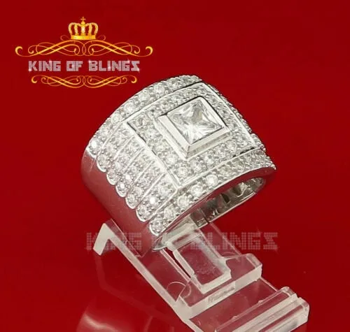 5.25ct White Silver Square Cubic Zirconia Men's Adjustable Ring From SZ 10 to 12