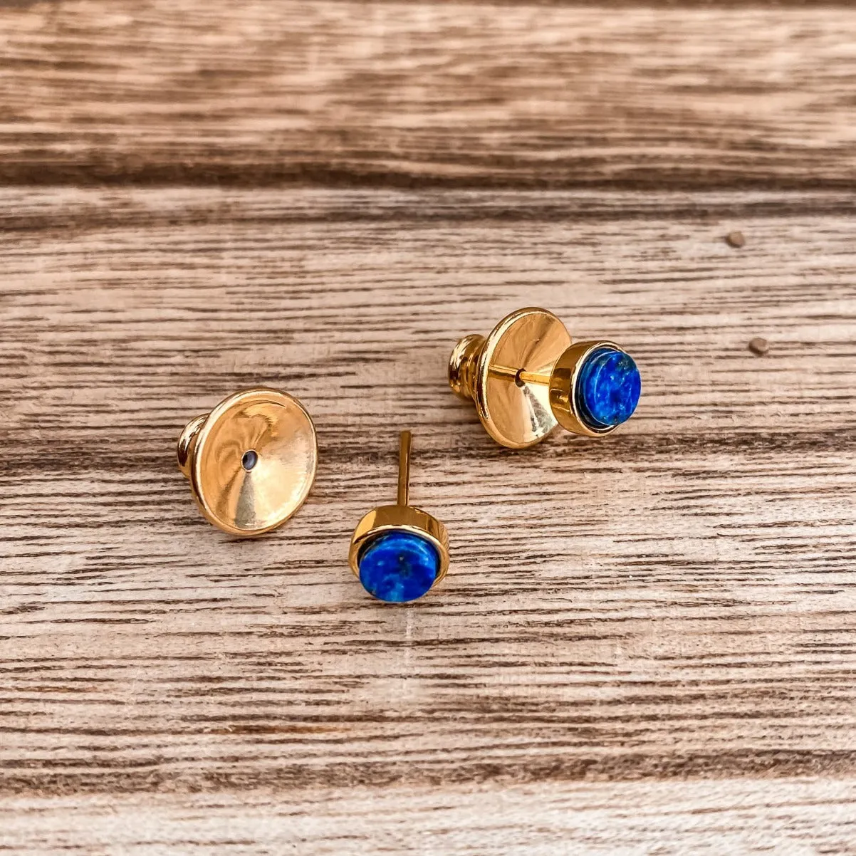 5mm Round Stud Earrings in Lapis Lazuli