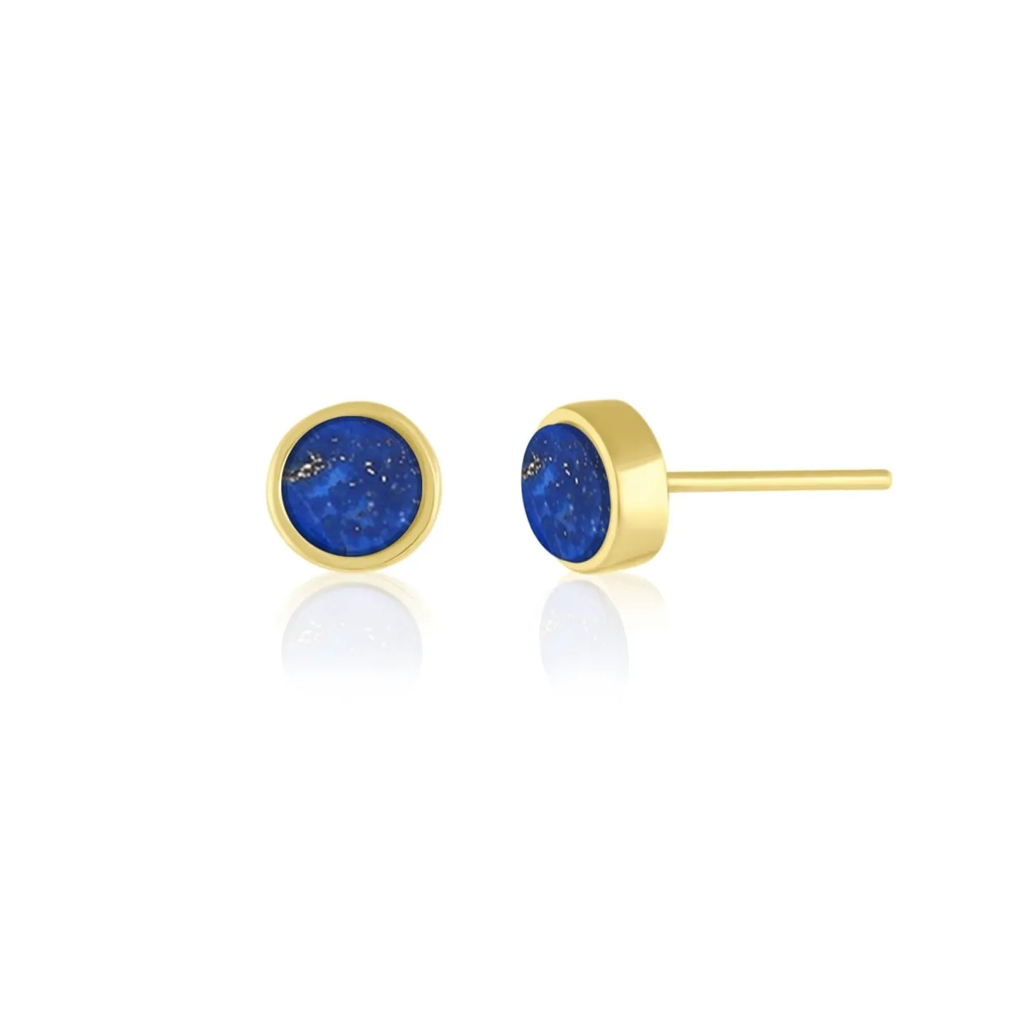 5mm Round Stud Earrings in Lapis Lazuli