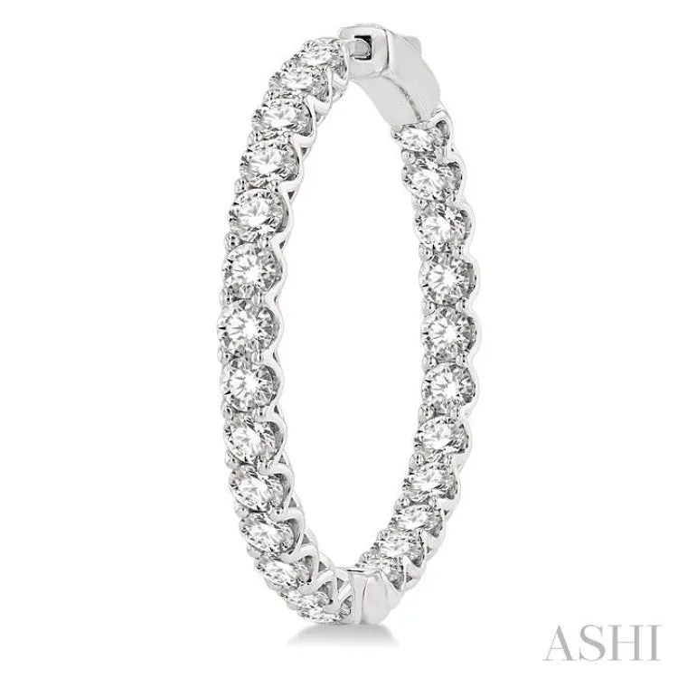 6 Ctw Round Cut Diamond In-Out Hoop Earring in 14K White Gold