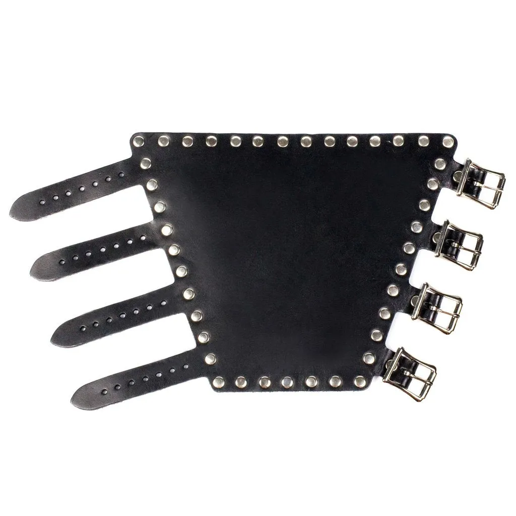 7 1/4" Riveted Black Leather Gauntlet Cuff - Left