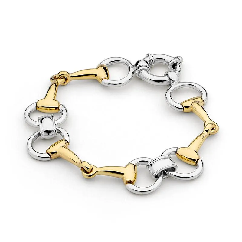 9ct Yellow Gold Bit on Sterling Silver - Timeless Two Tone Bracelet