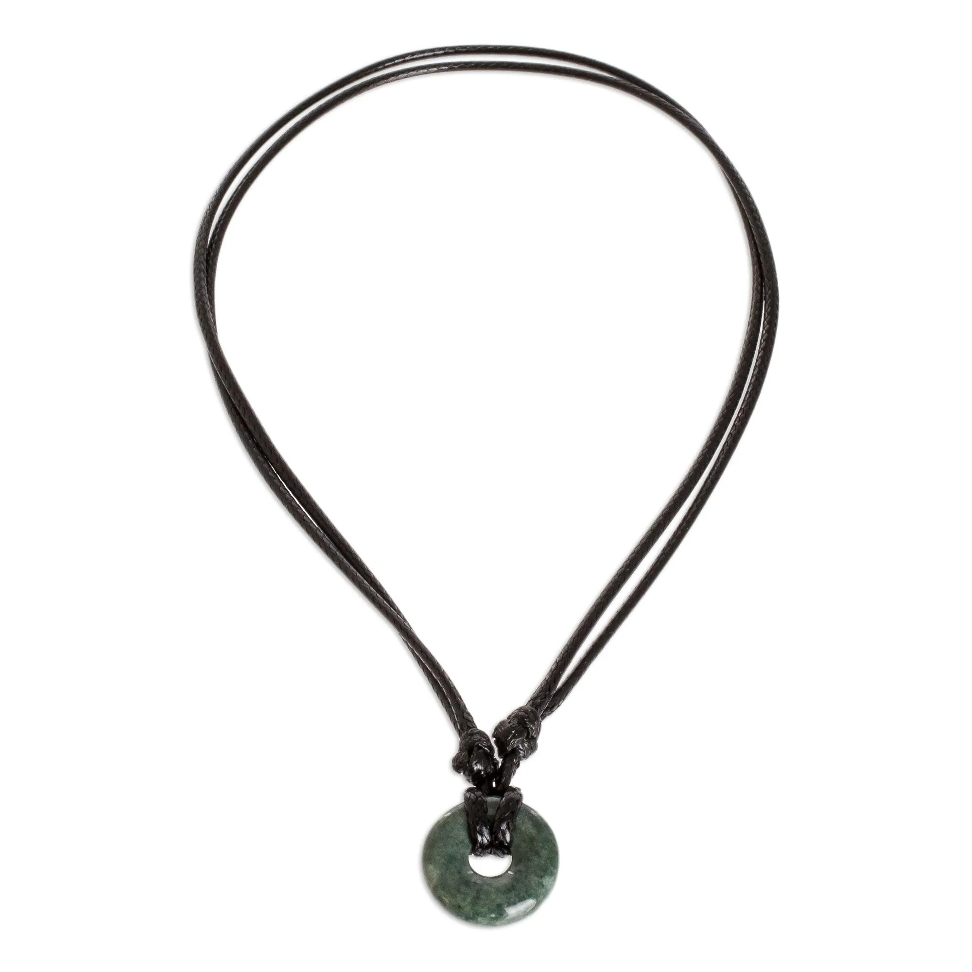 Adjustable Circular Dark Green Jade Necklace from Guatemala - Circle of Love in Dark Green | NOVICA