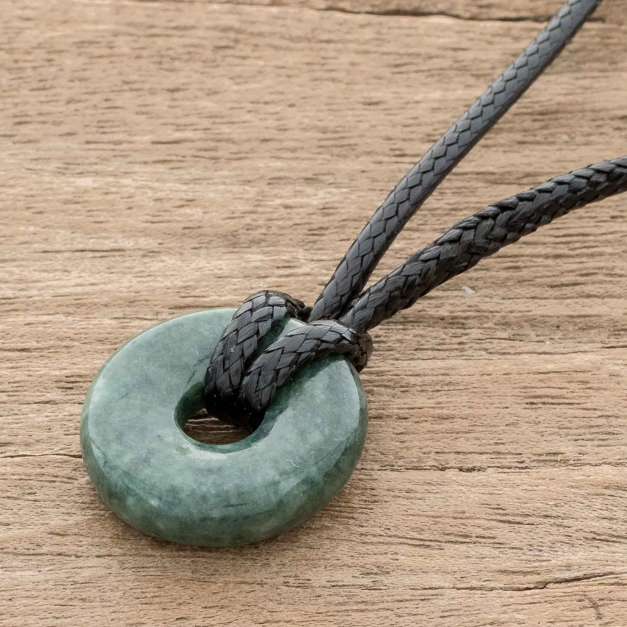 Adjustable Circular Dark Green Jade Necklace from Guatemala - Circle of Love in Dark Green | NOVICA