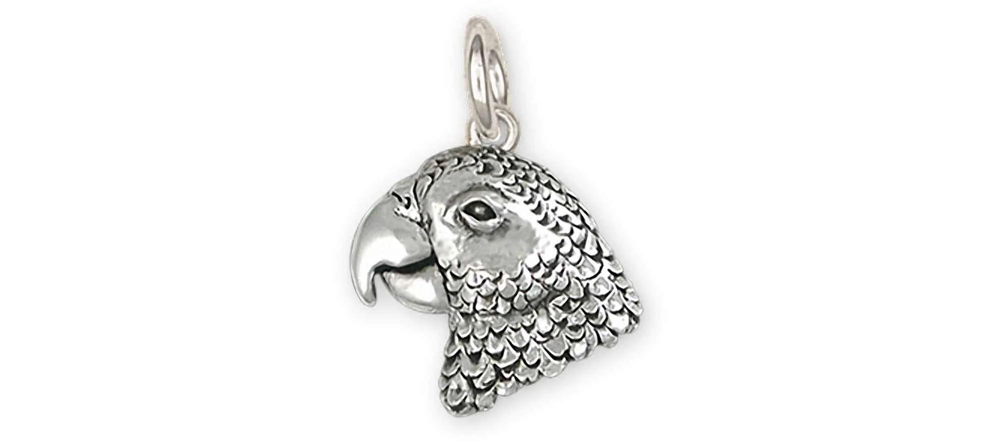 African Grey Jewelry Sterling Silver Handmade African Grey Charm  AFG3X-C