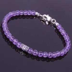 Amethyst Anklet Gemstone 925 Sterling Silver Bead Clasp for Men Women DiyNotion Handmade AN014