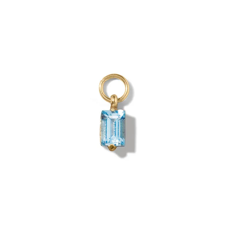 Baguette Charm, Blue Topaz, Gold