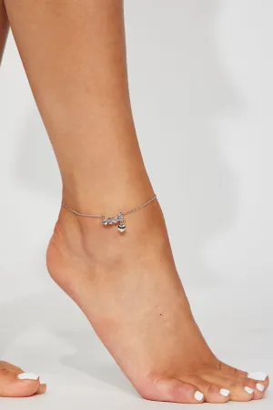 Beaming Heart Anklet - Silver