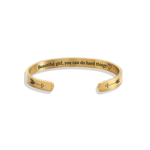 Beautiful Girl You Can Do Hard Things Personalizable Cuff Bracelet