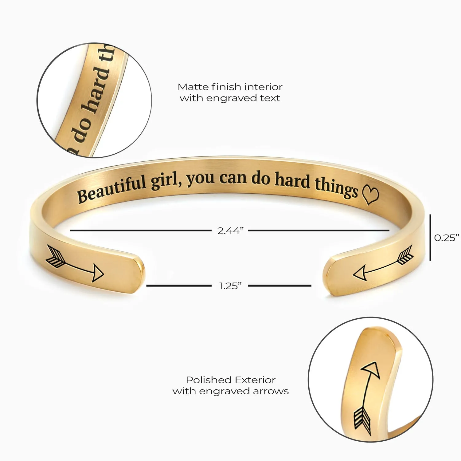 Beautiful Girl You Can Do Hard Things Personalizable Cuff Bracelet