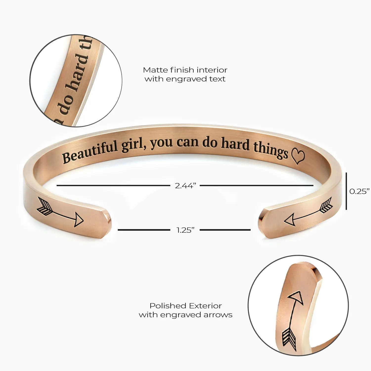 Beautiful Girl You Can Do Hard Things Personalizable Cuff Bracelet