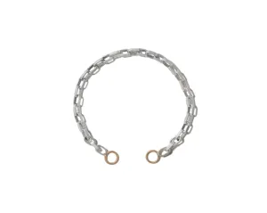 Biker Chain Bracelet - Polished Silver w/ Yellow Gold Loops